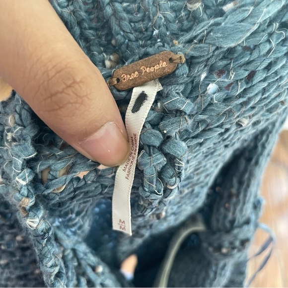 Free People Molly Playsuit Crochet Halter Open Back Romper Blue Ocean Size M - Picture 12 of 14